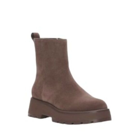 NWOT Vince Camuto Moto Boots Size 7.5 Brown Suede Zipper Neframes Ankle Bootie - Picture 1 of 8